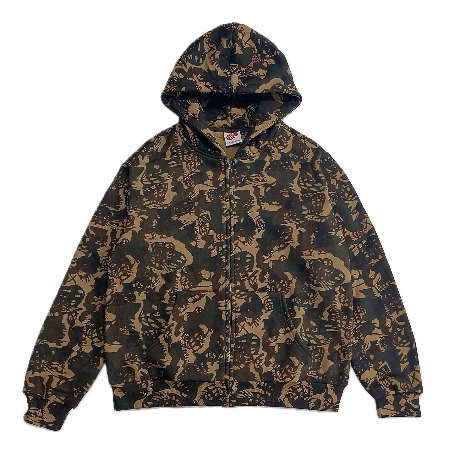 WEMISSU CAMO ZIP HOODIE BROWN
