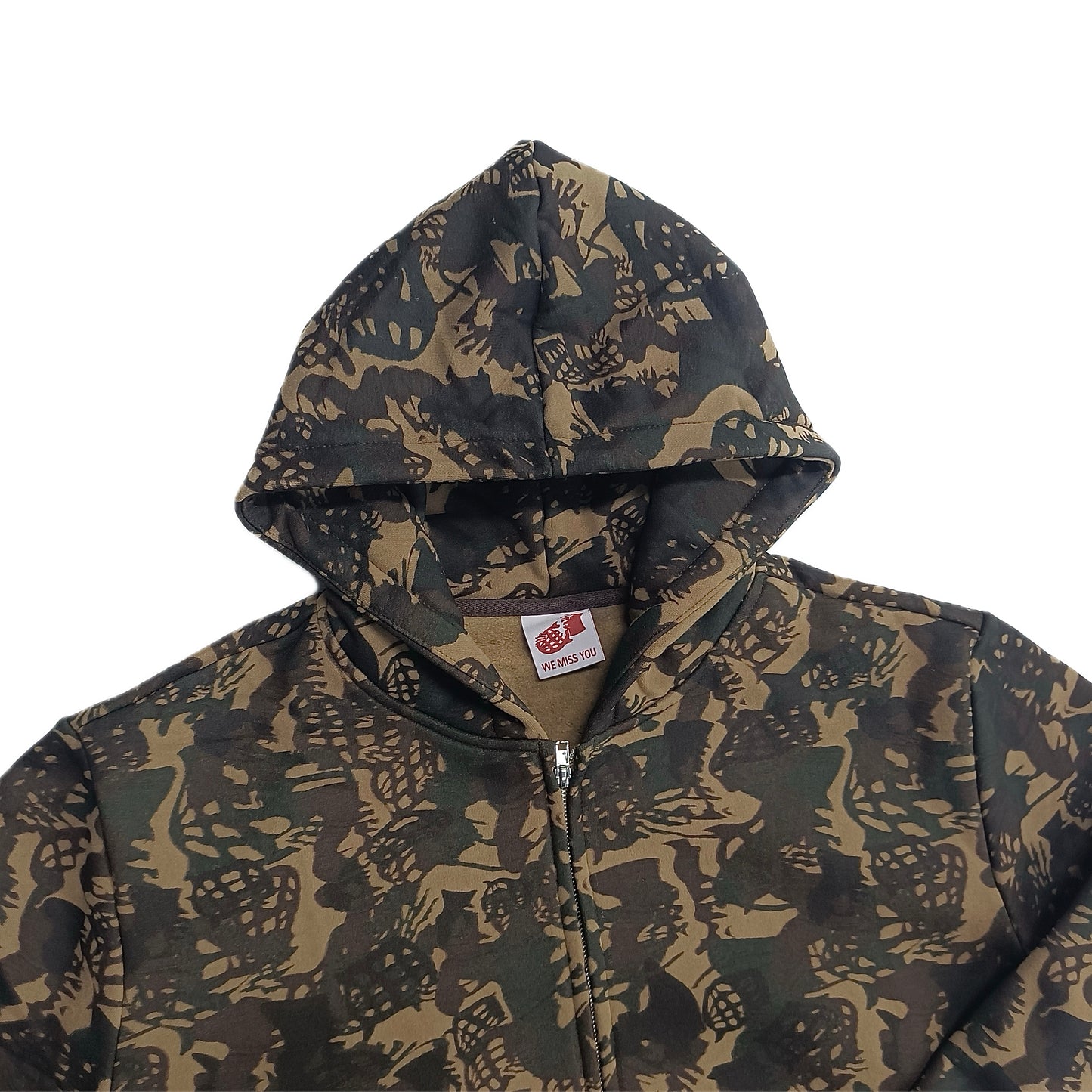 WEMISSU CAMO ZIP HOODIE BROWN