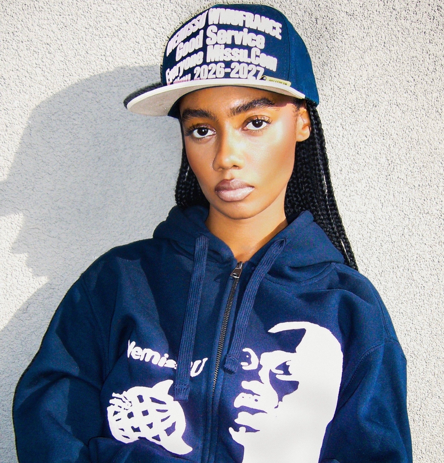 WEMISSU OG PINK LOGO BLUE HOODIE