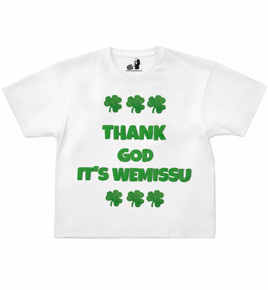 THANK GOD IT’S WEMISSU TEE SHIRT WHITE/GREEN.