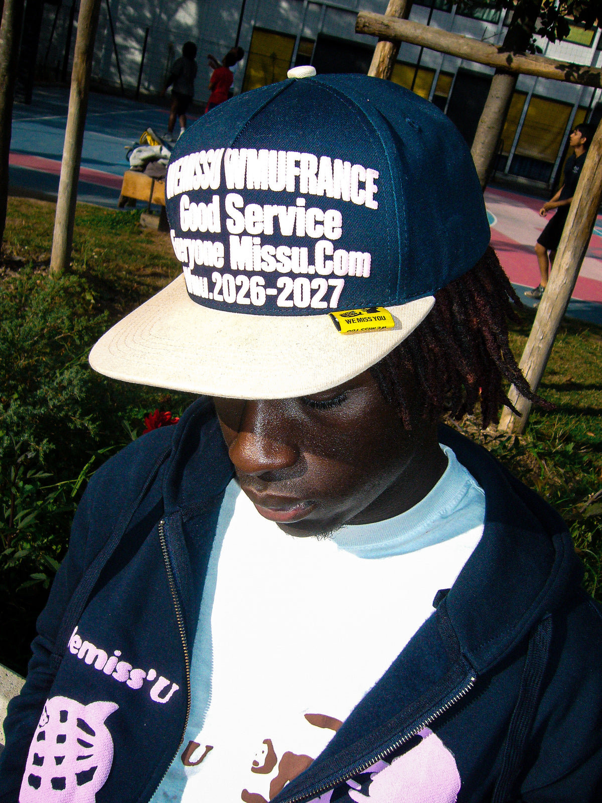 WEMISSU WMUFRANCE GOOD SERVICE CAP BLUE/PINK